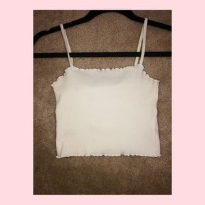 Topshop Scallop Hem White Tank Top